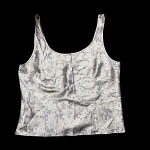 Victoria's Secret Cami Cropped Satin Square Print Sleeveless Size Medium